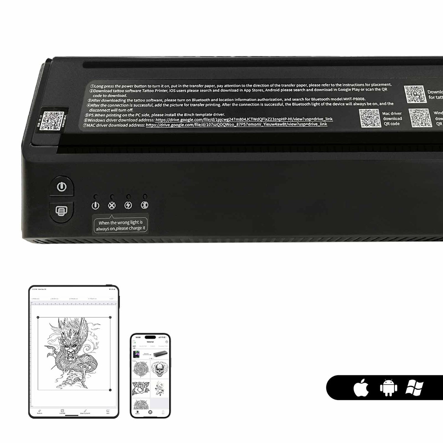 P8008 Wireless Bluetooth Stencil Transfer Copier Machine Tattoo Printer  with 2500mAh Battery - China Tattoo Thermal Machine and Tattoo Printer  price