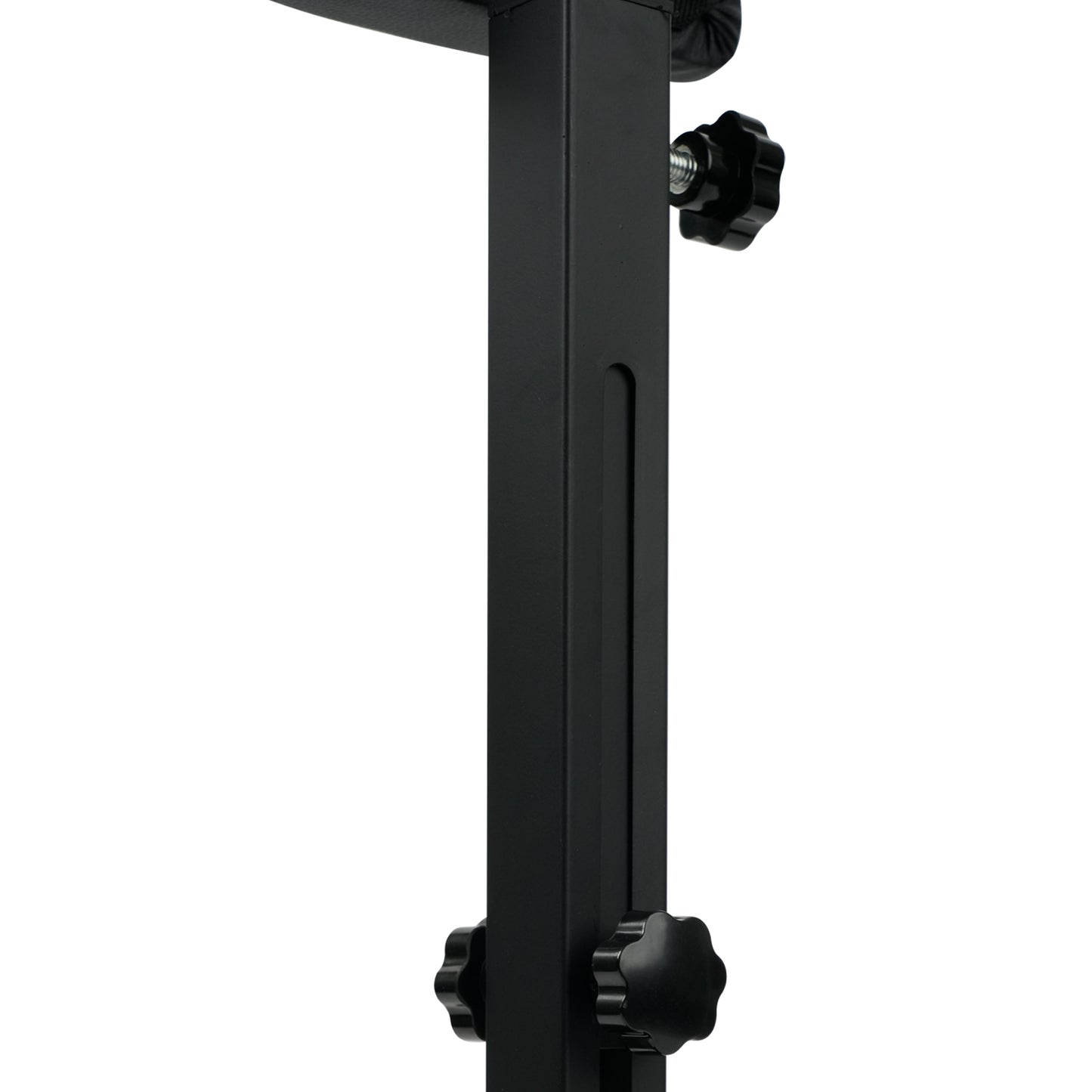 Adjustable tattoo arm rest stand height adjustment bracket with metal frame and control knobs.