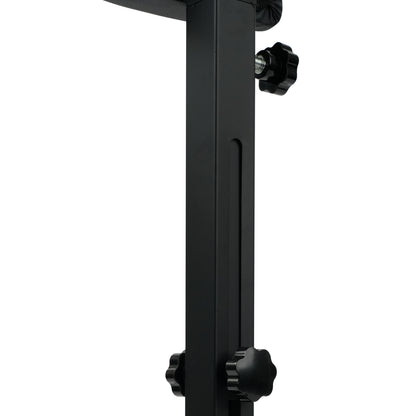 Adjustable tattoo arm rest stand height adjustment bracket with metal frame and control knobs.