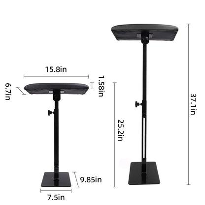 Dragoart adjustable tattoo arm rest stand dimensions showing height range and cushion size for tattoo workstation