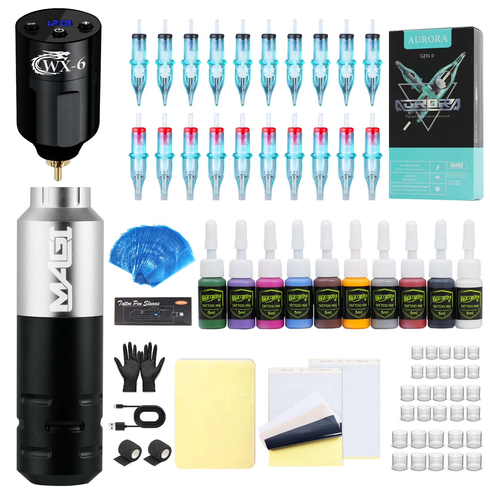 MAGI Wireless Beginner Tattoo Kit — Rotary Gun + Battery