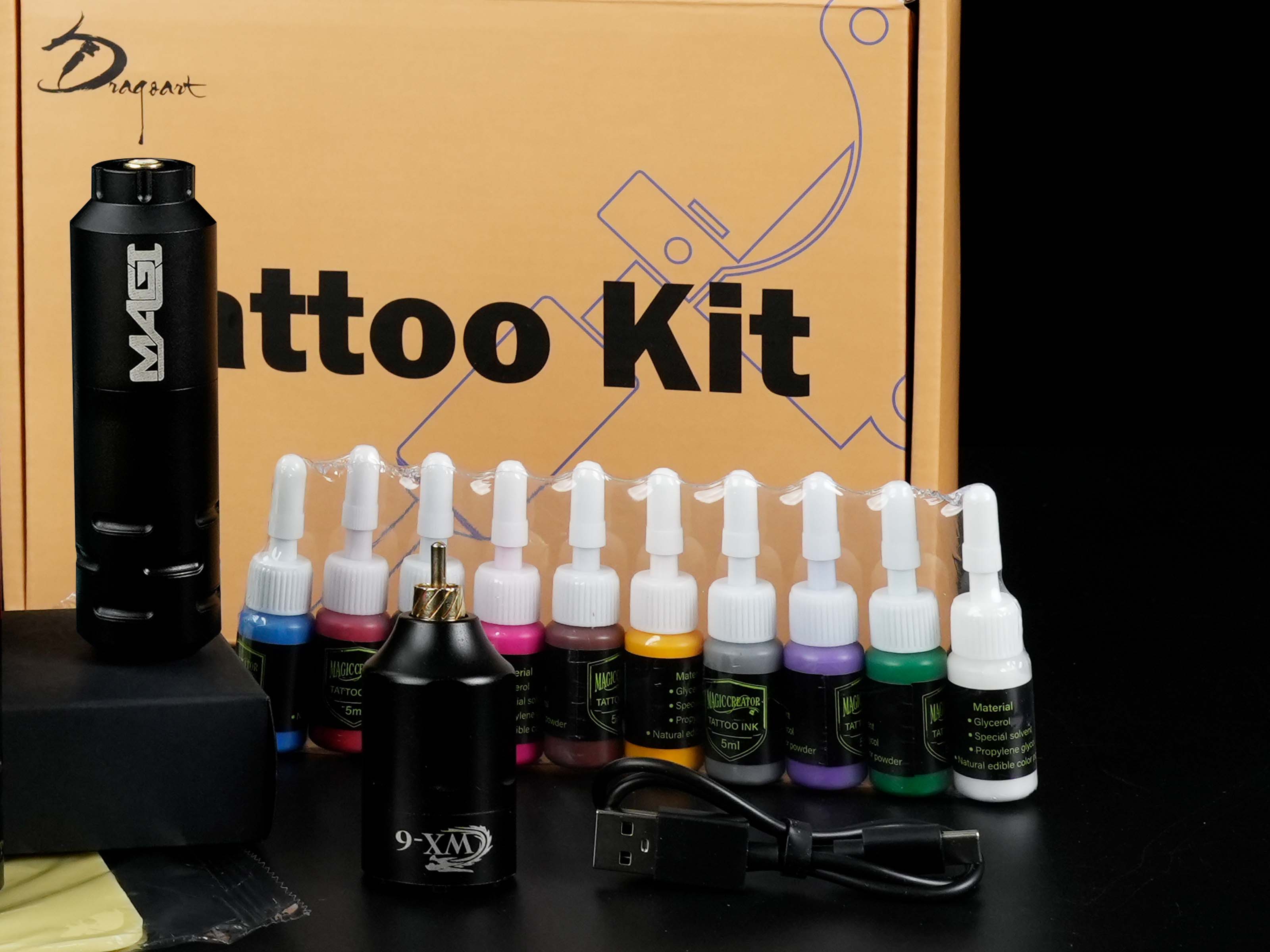 MAGI Wireless Beginner Tattoo Kit — Rotary Gun + Battery
