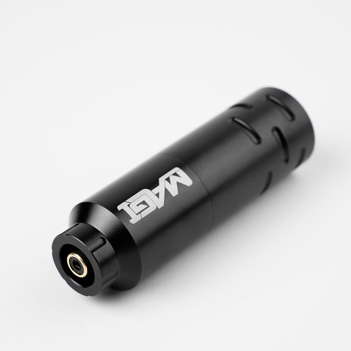MAGI rotary tattoo pen machine in black with durable lightweight design and RCA connection for professional tattooing.