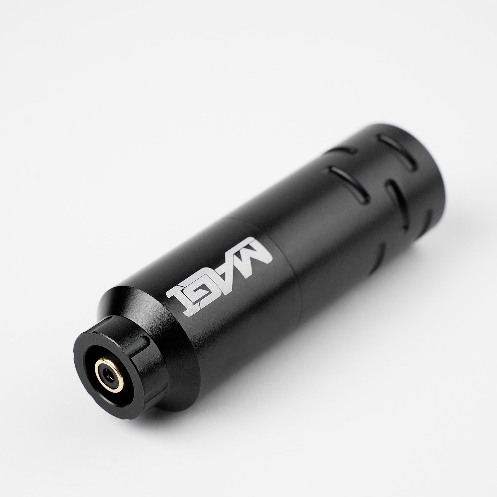 MAGI rotary tattoo pen machine in black with durable lightweight design and RCA connection for professional tattooing.