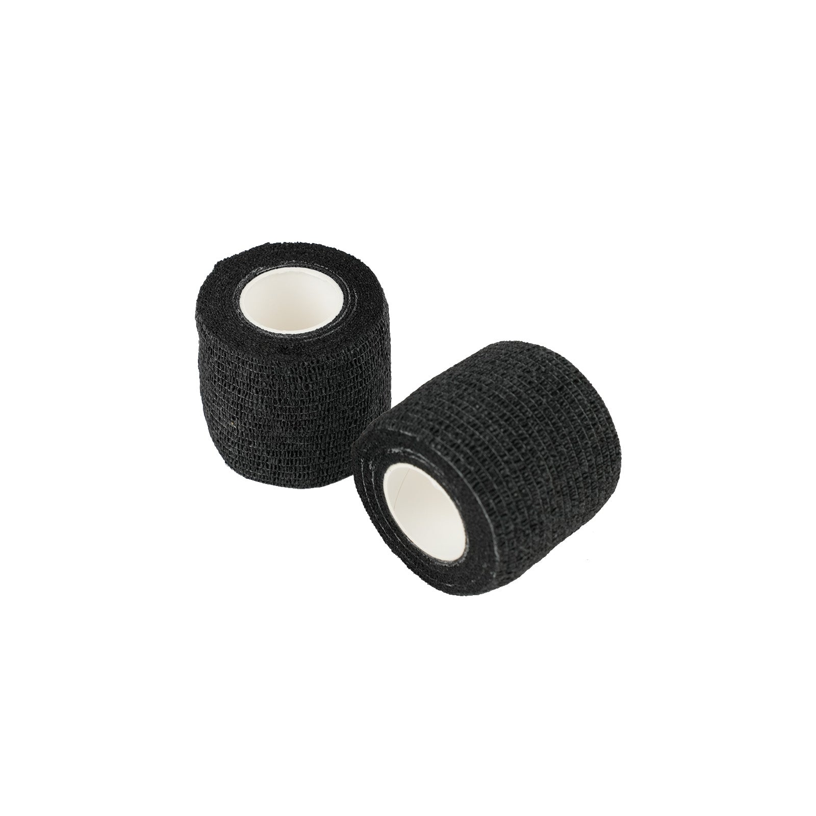 Two rolls of black self-adhesive cohesive grip wrap tape for tattoo machines, included with the Dragoart Archer II tattoo kit